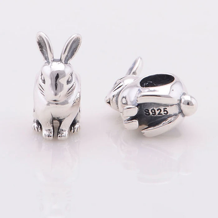 Искусственные серебряные очаровательные бусины в форме кролика с винтовым