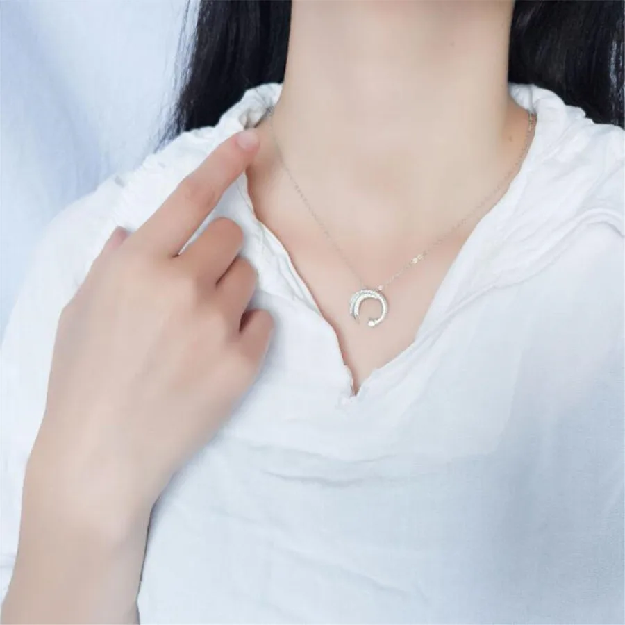 YIKUF88 925 Sterling Silver Moon Necklace Meteor Love Star Pendant Fashion Wild for women | Украшения и аксессуары