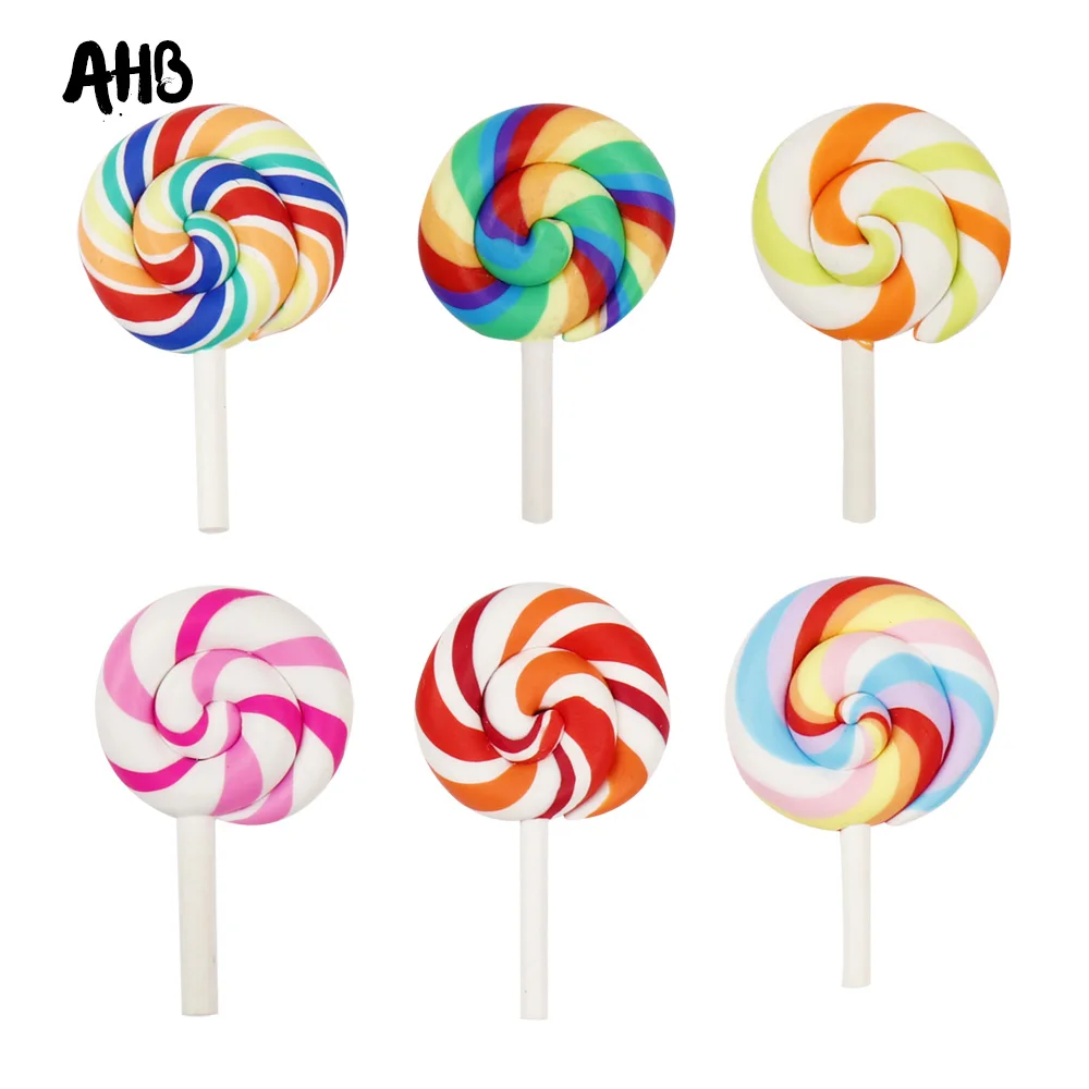 

AHB Sweet Candy Patch Soft Clay Lollipop Cabochons Handmade Embellishment Resin Material DIY Hair Bow Phone Decorative Supplier