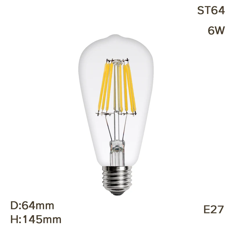 Filament ST64 6W E27 светодиодный светильник 3D украшения лампы 110-240V праздничный светильник s A60 ST64 G80 G95 G125 светодиодный светильник шарик Новинка лампа Рождественские украшения - Испускаемый цвет: Filament ST64 6W