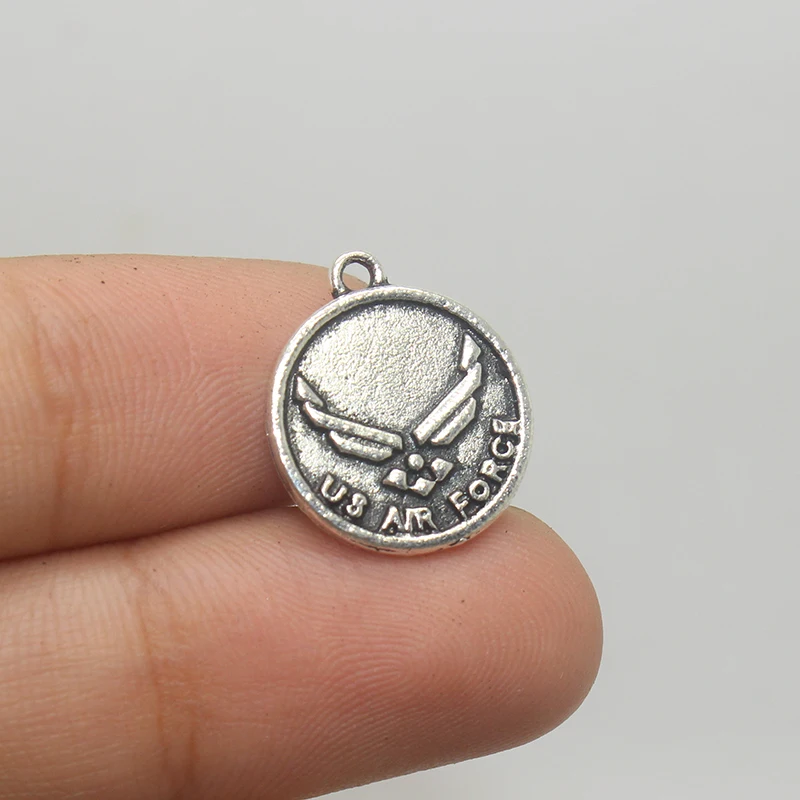 20 шт/15 мм Античная Посеребренная Двусторонняя подвеска ВВС США|silver plated charms