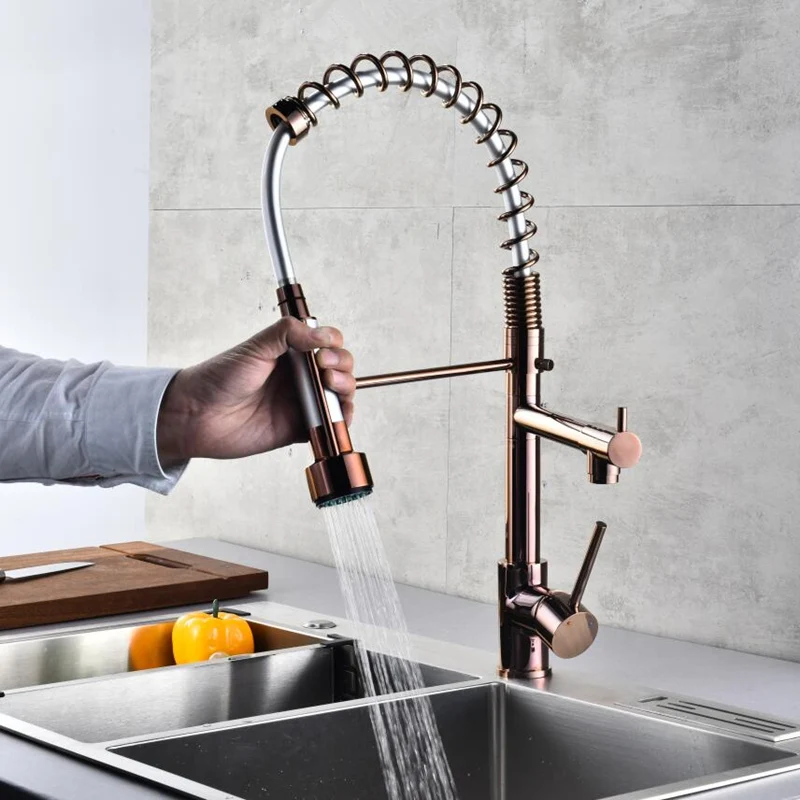 Кухонный смеситель выдвижной кран с одной ручкой и двумя выемками вращение 360