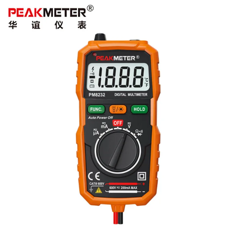 Цифровой мини мультиметр PEAKMETER PM8232 тестер напряжения постоянного и переменного