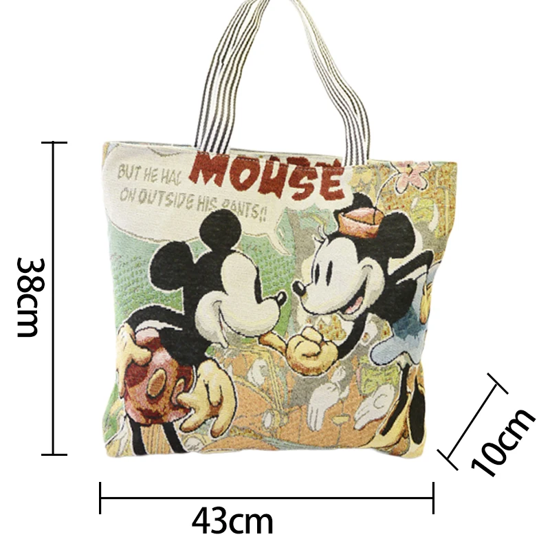 Женские сумки из парусины Disney Mickey большие тоут с мультипликационным принтом для