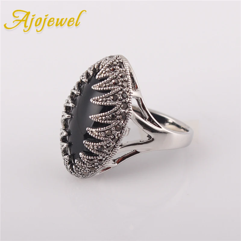 Ajojewel Новое Брендовое кольцо с большим камнем для женщин уникальный дизайн черные