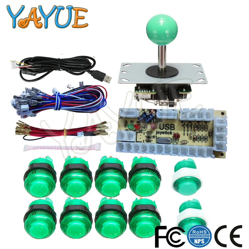 Green 2 Аркадный набор 2 игрока Jamma MAME части игровой консоли DIY с светодиодный джойстик 5Pin - Цвет: Green 2
