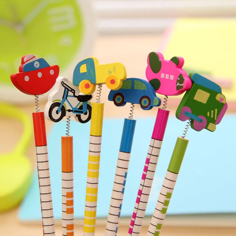 

Wholesale 6Pcs/Lot New Hot Handmade Wooden Pencil Cartoon Vehicles Pencils Creative Trend Stationery Student Pencil H0173