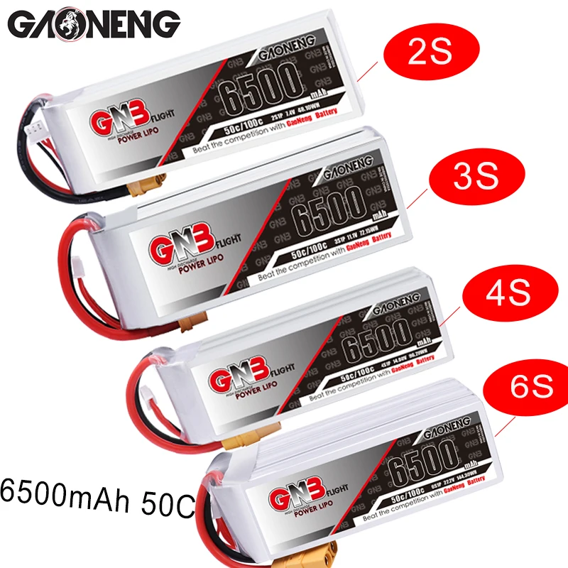Батареи Gaoneng GNB FPV 6500 мАч 11 1 В 50/100C 2S 3S 4S 6S XT60/XT90 Plug Lipo для Emax Tinyhawk Kingkong LDARC TINY | Игрушки