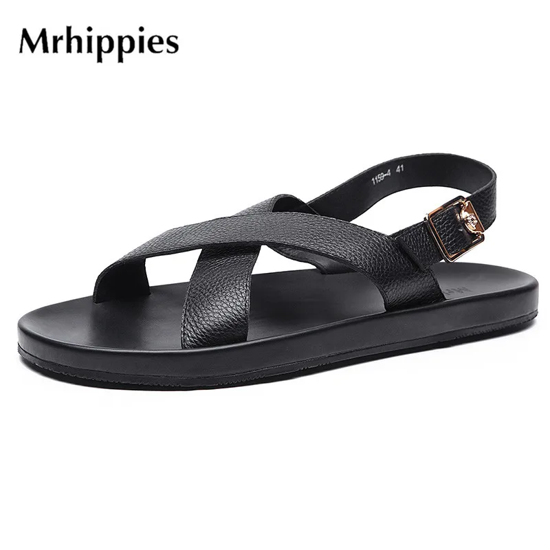 mrhippies Men's Sandals Summer Leather Beach Shoes Casual 2017 New Backhair Anti-slip Slippers | Обувь