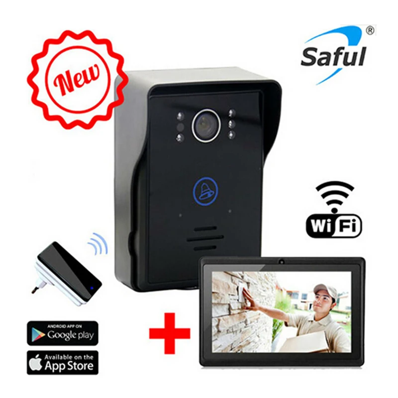 Saful wireless wifi Video Door Phone Intercom+indoor Doorbell +7&quottablet Wifi Camera System With Night Vision APP | Безопасность и