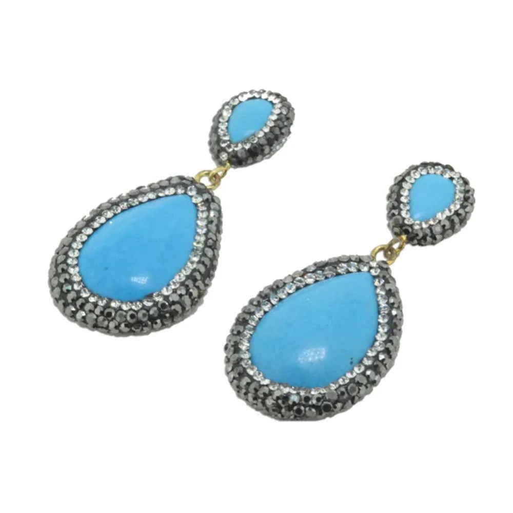 Женские серьги-капли Geode натуральные синие камни друга за стразы ювелирное