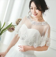 whiteivory tulle lace shawls beautiful rhinestone wedding shrug wrap bridal bolero shawl jacket bridal wraps