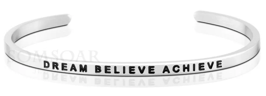Somsoar ювелирные изделия C Форма браслет Выгравированный &quotDREAM BELIEVE reach&quot