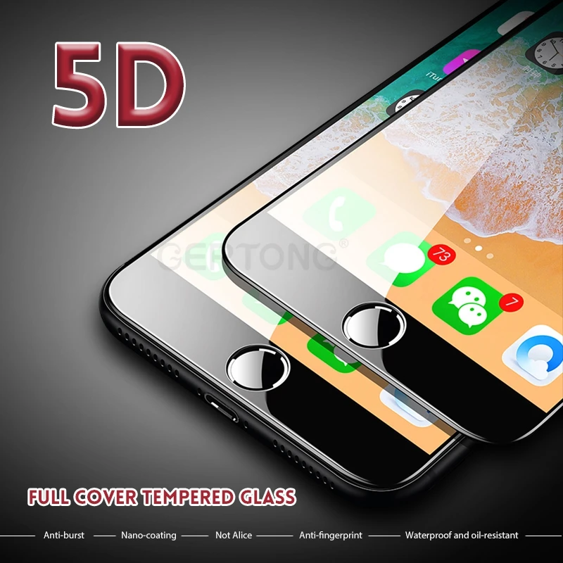 Изогнутое закаленное стекло 5D для iPhone X XR XS Max 7 8 6S 6 Plus|Бамперы| |