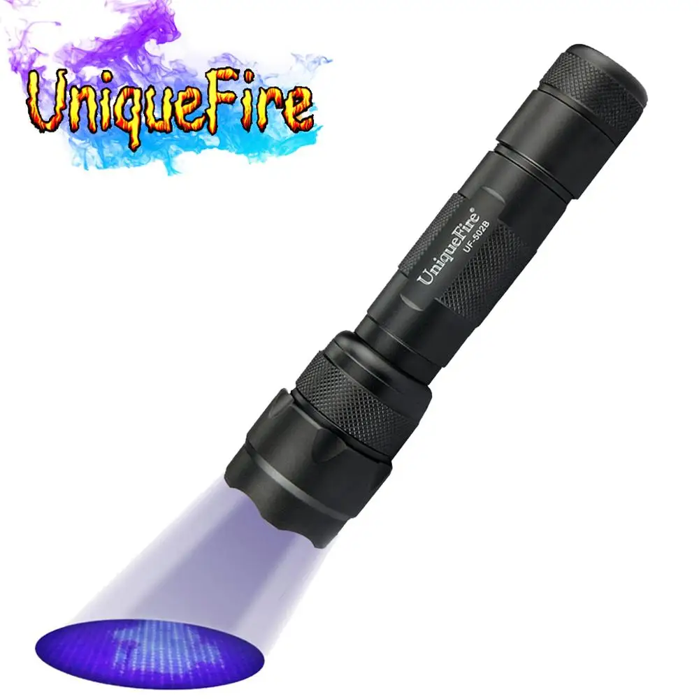 

UniqueFire 502B УФ светодиодный 365-370nm фонарь ультрафиолетовый свет 1 Режим фонарик для скорпиона поиск кемпинга диапазон