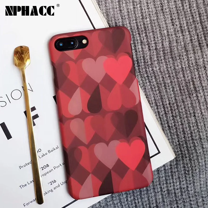 Nphacc Ретро Красная любовь сердце Окрашенные чехол для iPhone X 7 6 s 8 плюс Жесткий ПК