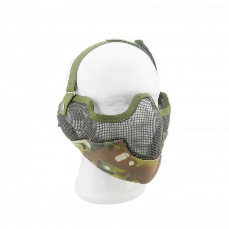 AIRSOFT удар V2 вечерние маска стальная сетка на пол-лица с защитой ушей черный