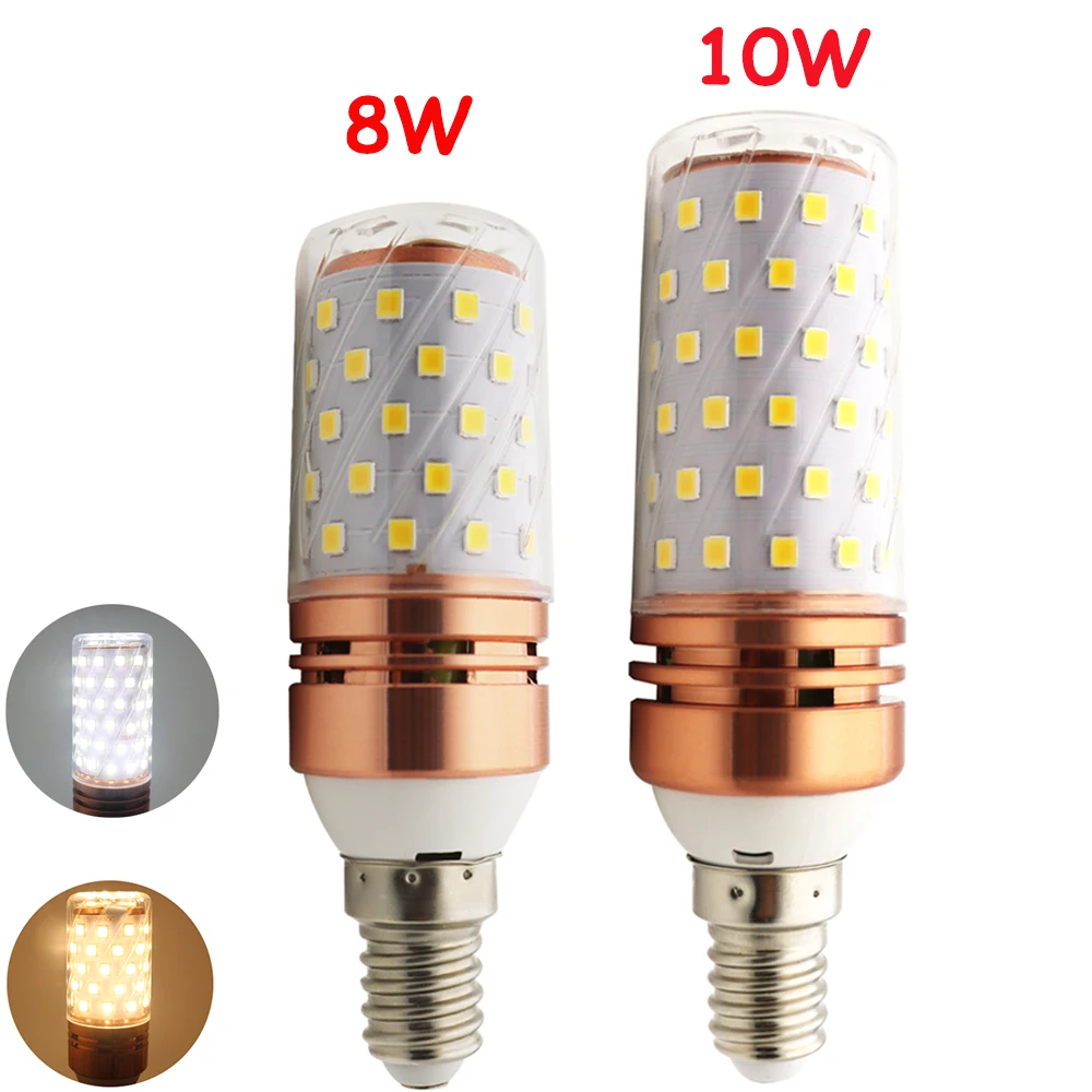 

1Pcs 2018 Full NEW LED Lamp E14 Real 8W 800LM 10W 1000LM SMD 2835 Corn Bulb 220V Chandelier LEDs Candle Light Spotlight