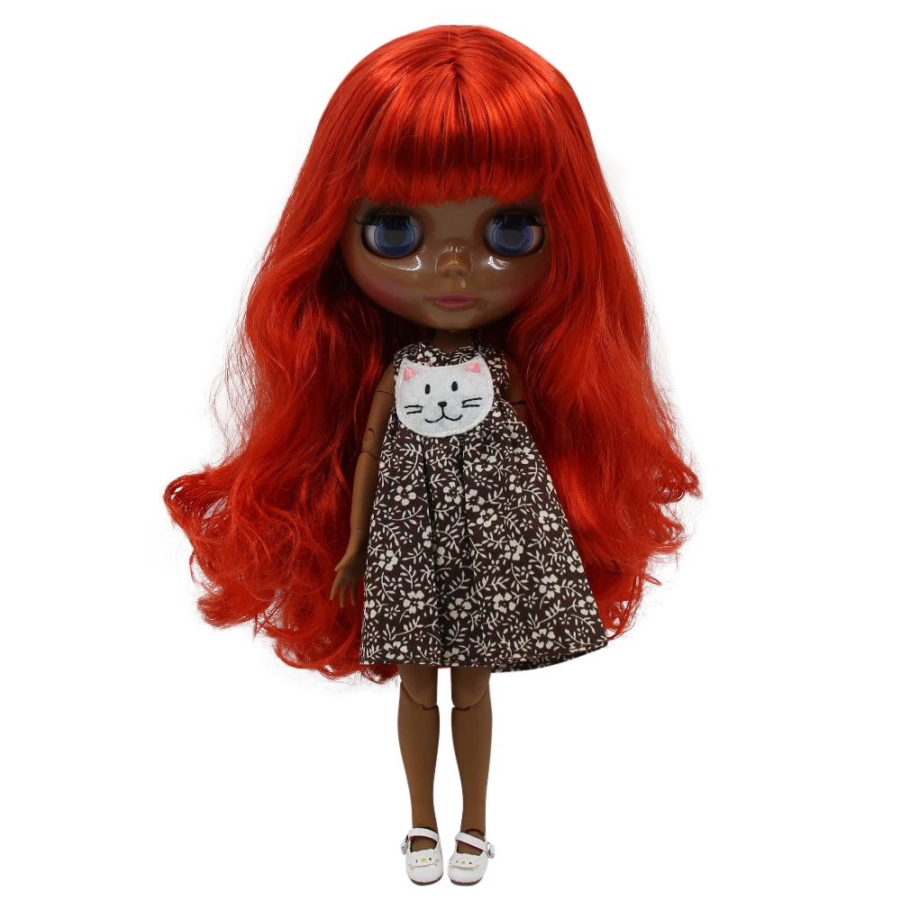 

Ледяная кукла DBS Blyth 1/6 bjd супер черная кожа красные волосы шарнир тела блестящее лицо 30 см игрушка Аниме Девушки подарок
