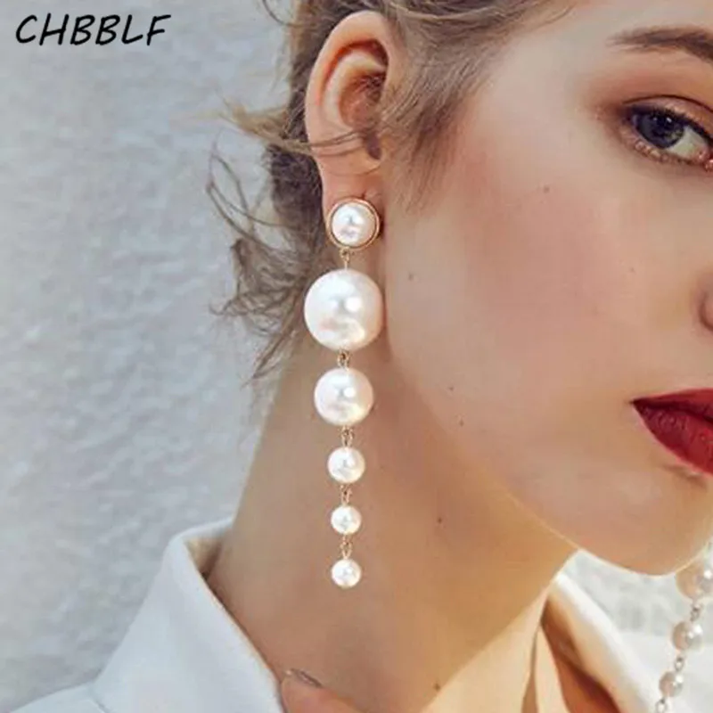 CHBBLF длинные серьги с бахромой и жемчугом модные цепочкой новые индивидуальные