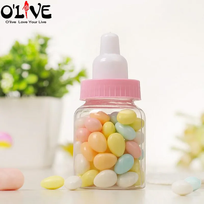 60 шт. Baby Shower подарочные коробки для конфет пластиковая бутылочка для кормления для крещения сахарницы во-первых коробки для дня рождения крестильное украшение для первого причастия