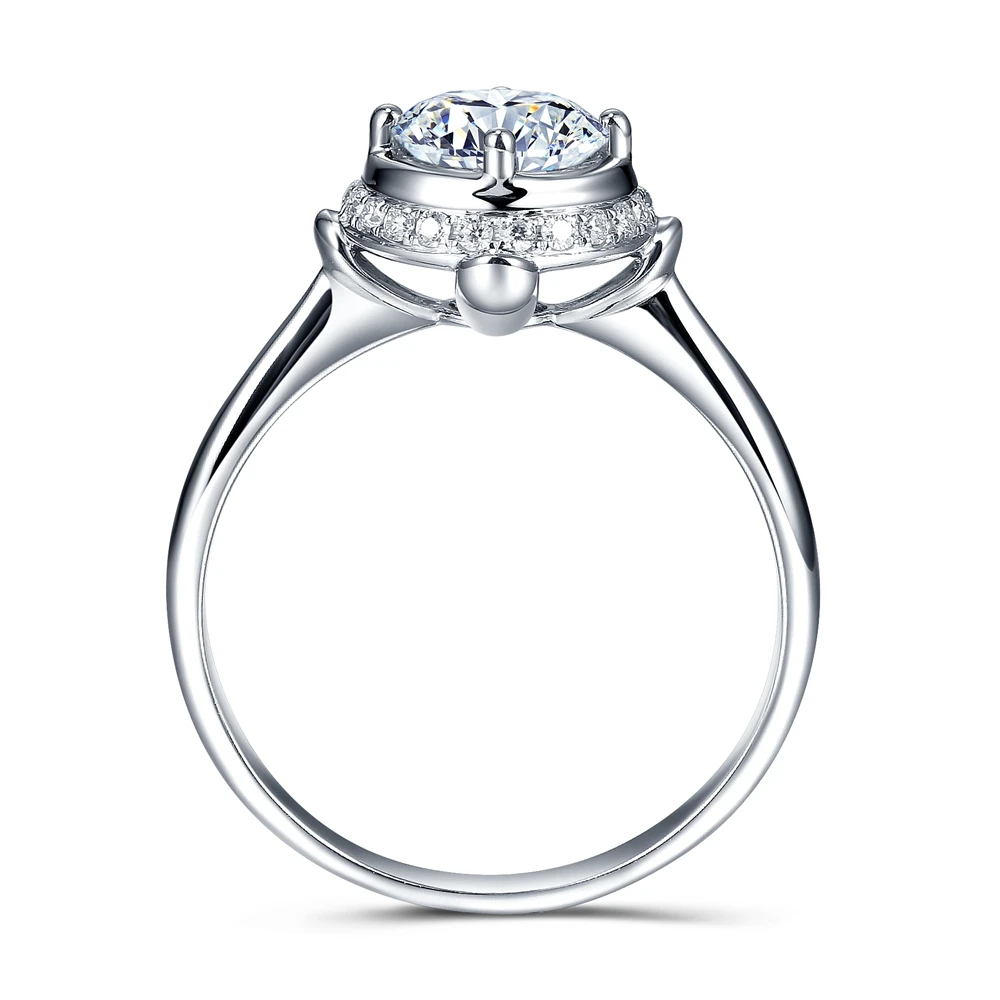 Halo 9 мм круглое 3 Ct цветное D F Moissanite кольцо Твердое 14K белое золото обручальное