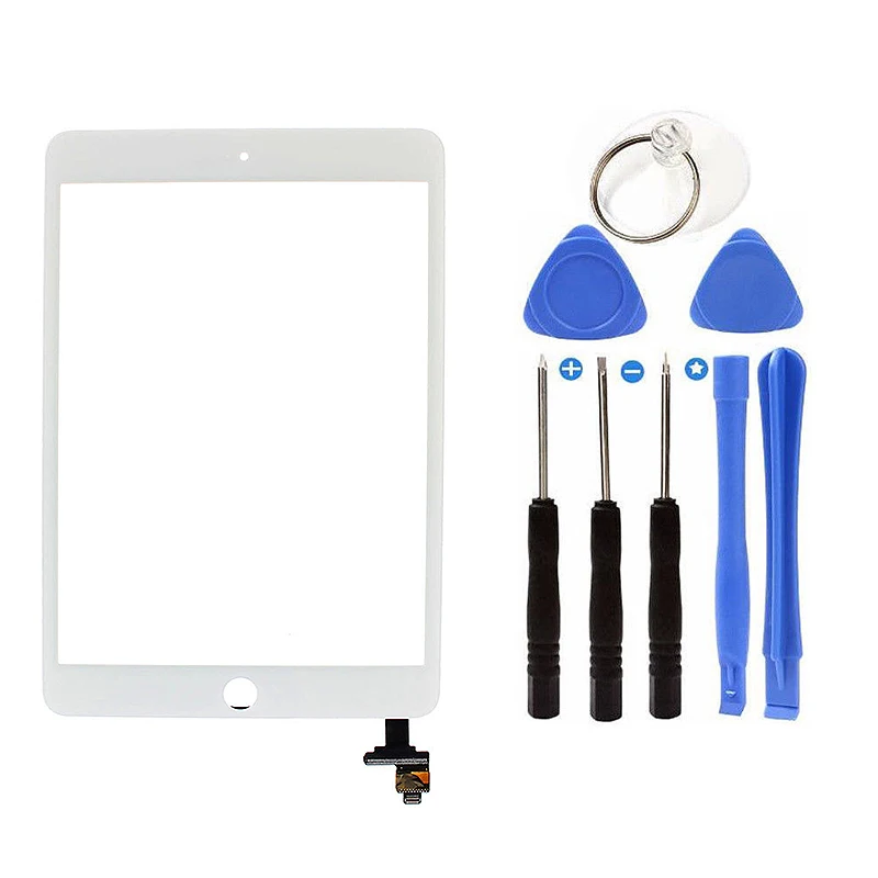 White Передний дигитайзер стекло пресс-экран Замена+ Ic чип с кнопкой Home для Ipad Mini 3 - Цвет: White