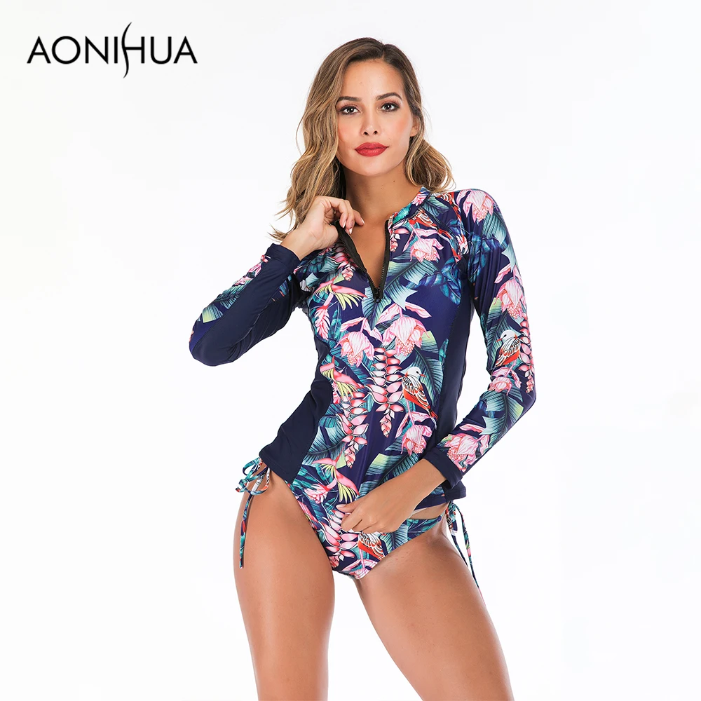 Купальный костюм Aonihua из двух предметов с длинным рукавом Женский раздельный