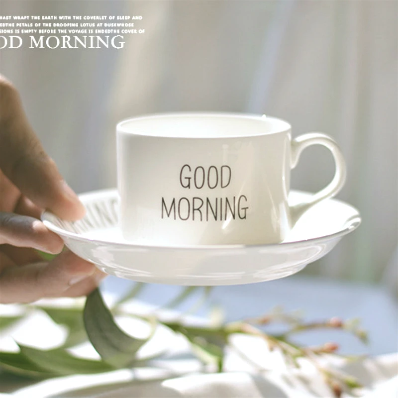 Кофейная чашка Good Morning блюдо Классическая кофейная из белого костяного фарфора с
