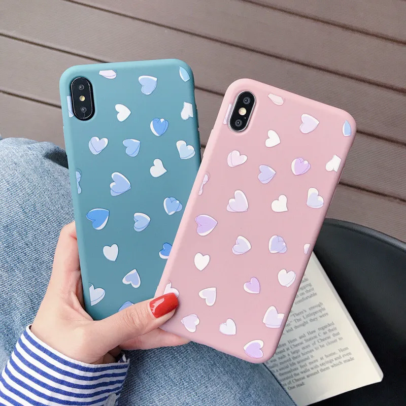Чехол JAMULAR Love Heart для iPhone 8 6 6s XS MAX XR 7 Plus мягкий чехол из ТПУ карамельных цветов Cpque X