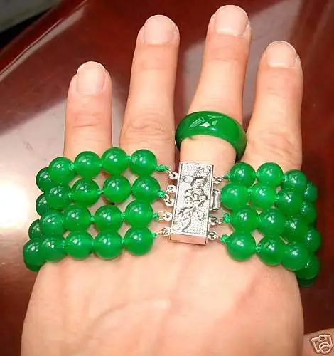 Горячая Распродажа Новый стиль&gt красивый 4 ряда 8 мм зеленый нефритовый браслет и