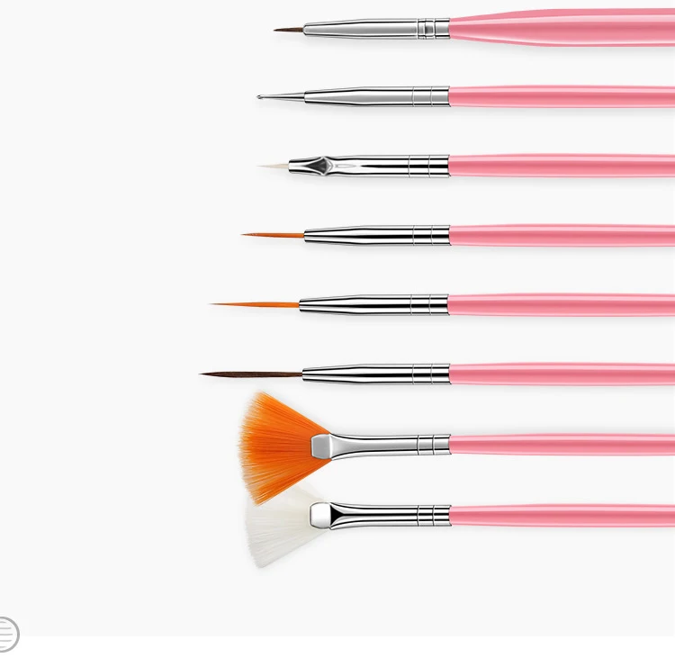 15 шт. для дизайна ногтей, кисть для нанесения лака, дизайн веера, акриловый строитель, плоская кристальная живопись, рисунок, ручка для резьбы, УФ-гель, набор инструментов для маникюра
