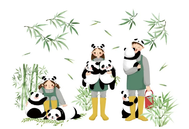12 шт./партия Китай Panda бумажная васи лента Милая панда бамбуковая маскирующая лента милый детский подарок канцелярские товары школьные принадлежности EJ475