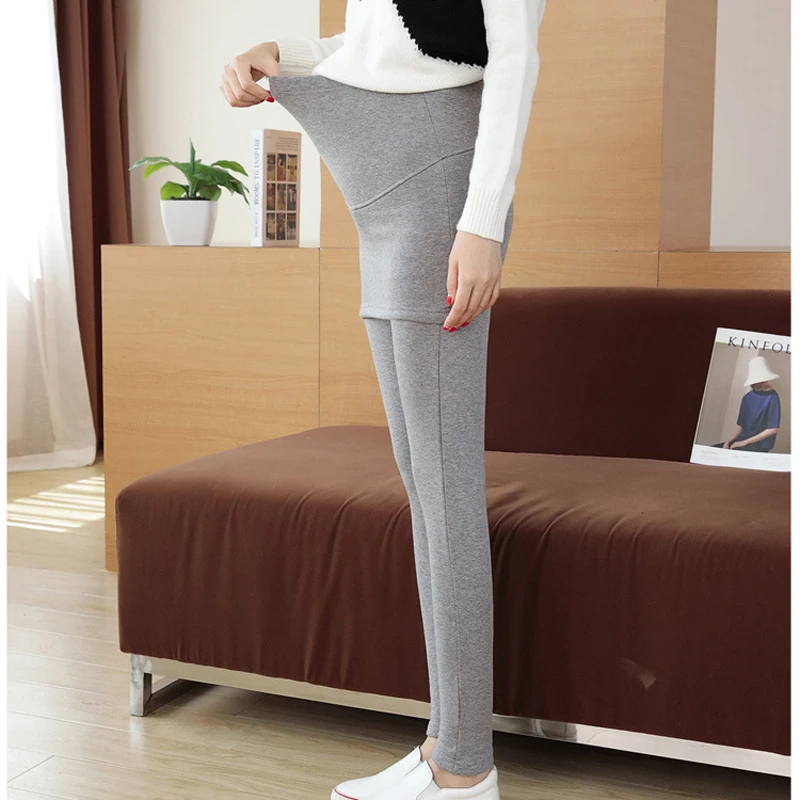 Новые модные зимние Леггинсы для беременных штаны Одежда женщин теплые