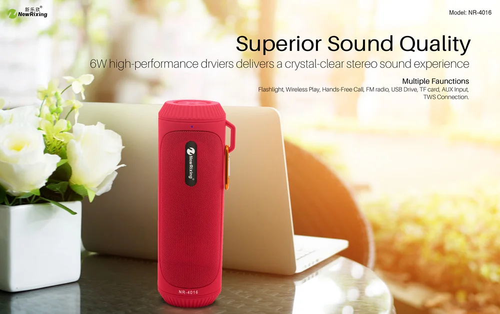 Red column BT Newrixing Открытый водонепроницаемый Bluetooth динамик запасные аккумуляторы для телефонов громкой связи беспроводной портативный сабвуфер с фонарем светодио дный - Цвет: Red column BT