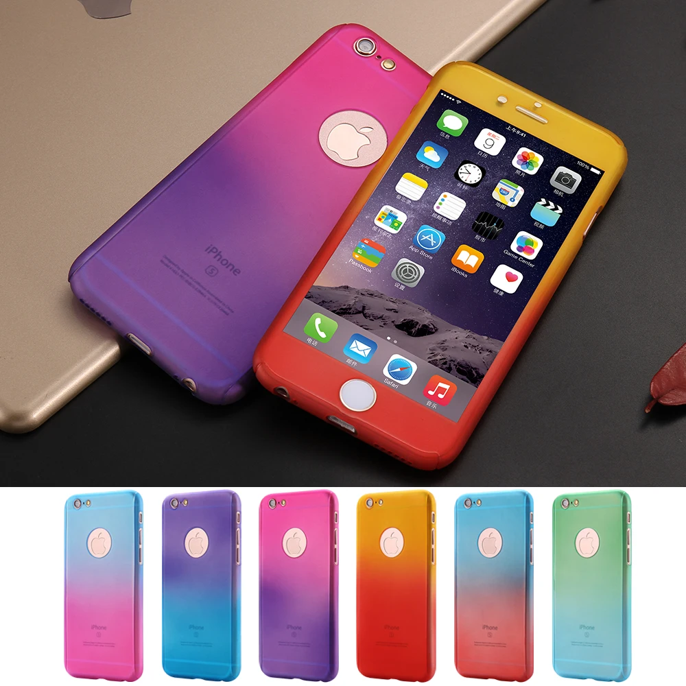 FLOVEME градиентный чехол для iPhone 6 6S i6 Plus 7 с полным покрытием 360 чехлы телефонов из