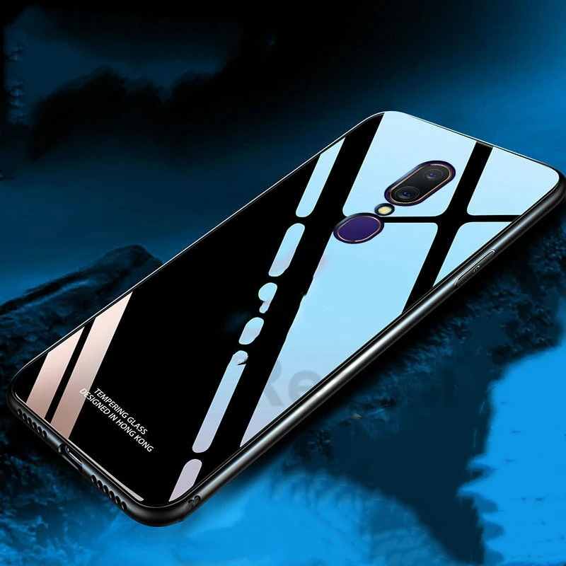 Для OPPO F11 Pro Чехол Gloosy закаленное стекло мягкая TPU силиконовая рамка твердая