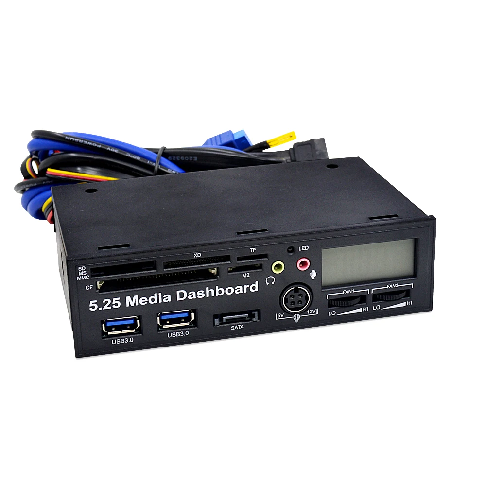 CHLPAL Hot Multifuntion 5,2" Медиа-панель Все-в-одном кардридер USB 3,0 SATA drive bay Передняя панель с светодиодный дисплей