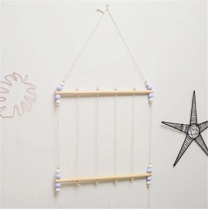 Ins подвесные настенные полки для спальни DIY деревянные бусины настенная полка