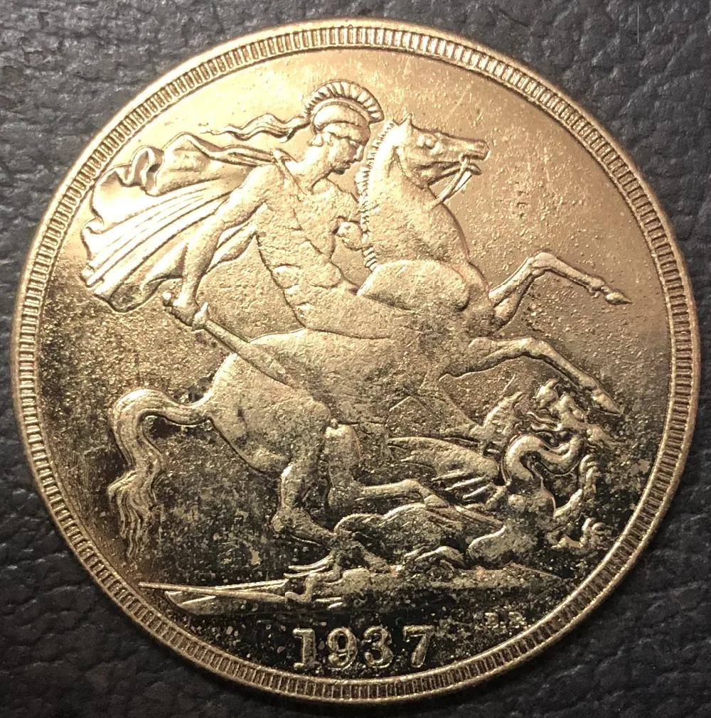 1937 Великобритания 5 фунтов-Джордж Ви позолоченная копировальная монета | Дом и