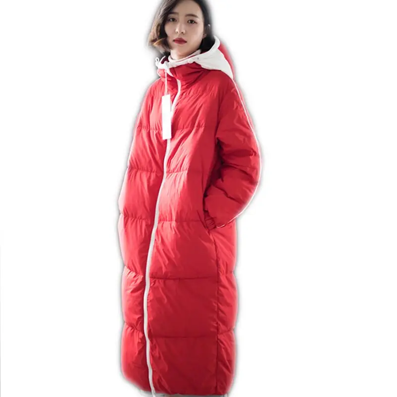 Пуховик женский зимний красный длинный с капюшоном 2019|Женские пуховики| |