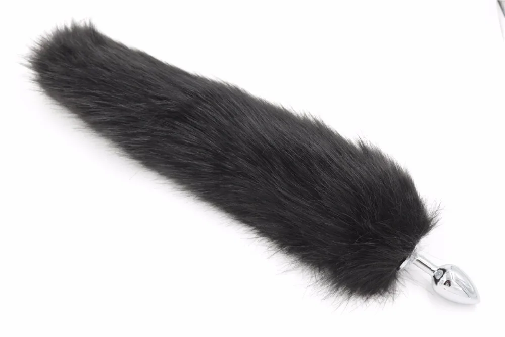 Искусственный плюшевый лисий хвост Анальная пробка 40 см длинная металлическая