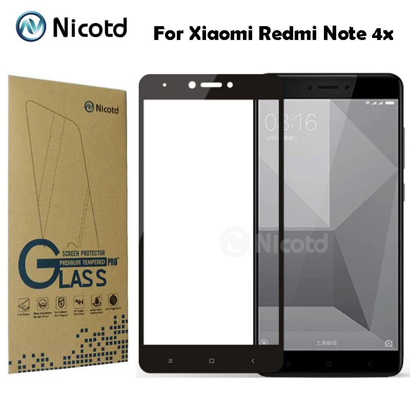 Никотд полное покрытие закаленное стекло для Xiaomi Redmi Note 4X мобильный телефон 5