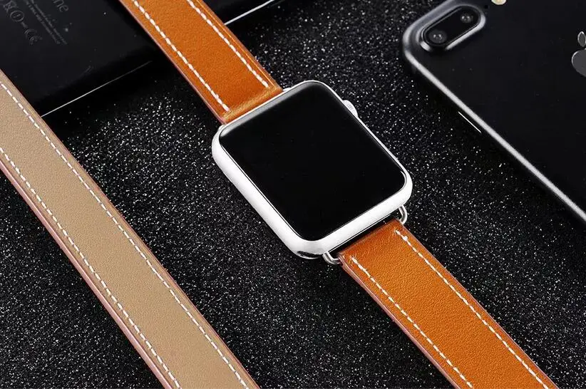 Удлиненный ремешок из натуральной кожи для iwatch для Apple Watch band Double Tour 38 мм 42 мм 40 мм 44 мм Series 4 2 3 1series 5