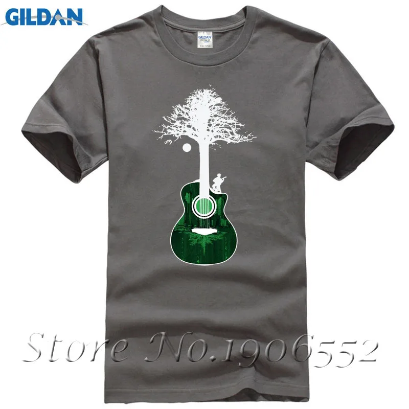 Men's Geek Acoustic Guitar Shirt Custom Short Sleeve Tree Root Tee Shirts Hip Hop Top Tees Any Logo Size | Мужская одежда