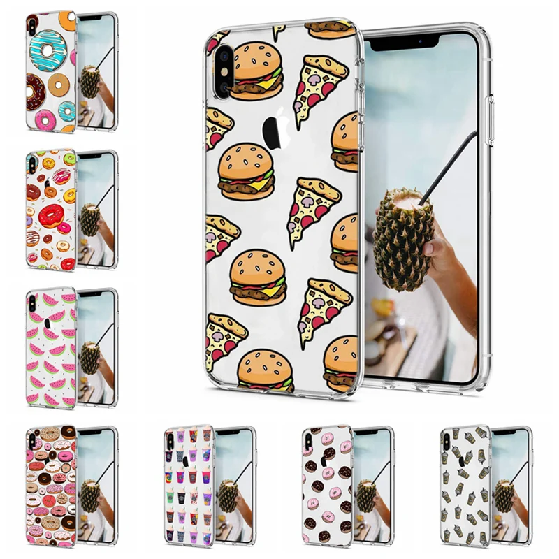 Милый чехол для iPhone X XS XR Candy Doughnut рисунок TPU Чехлы мобильных телефонов iPhone6 6S 7 8 plus