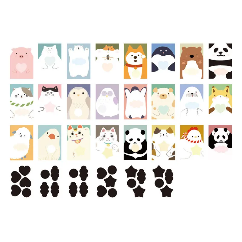 30 шт./лот милые животные открытка кошка панда Курица лапой карты поздравление с