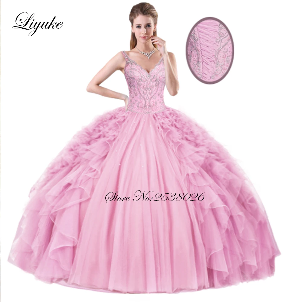 Liyuke Очаровательные бальные платья Quinceanera с Стразы и бисером со шнуровкой на спине