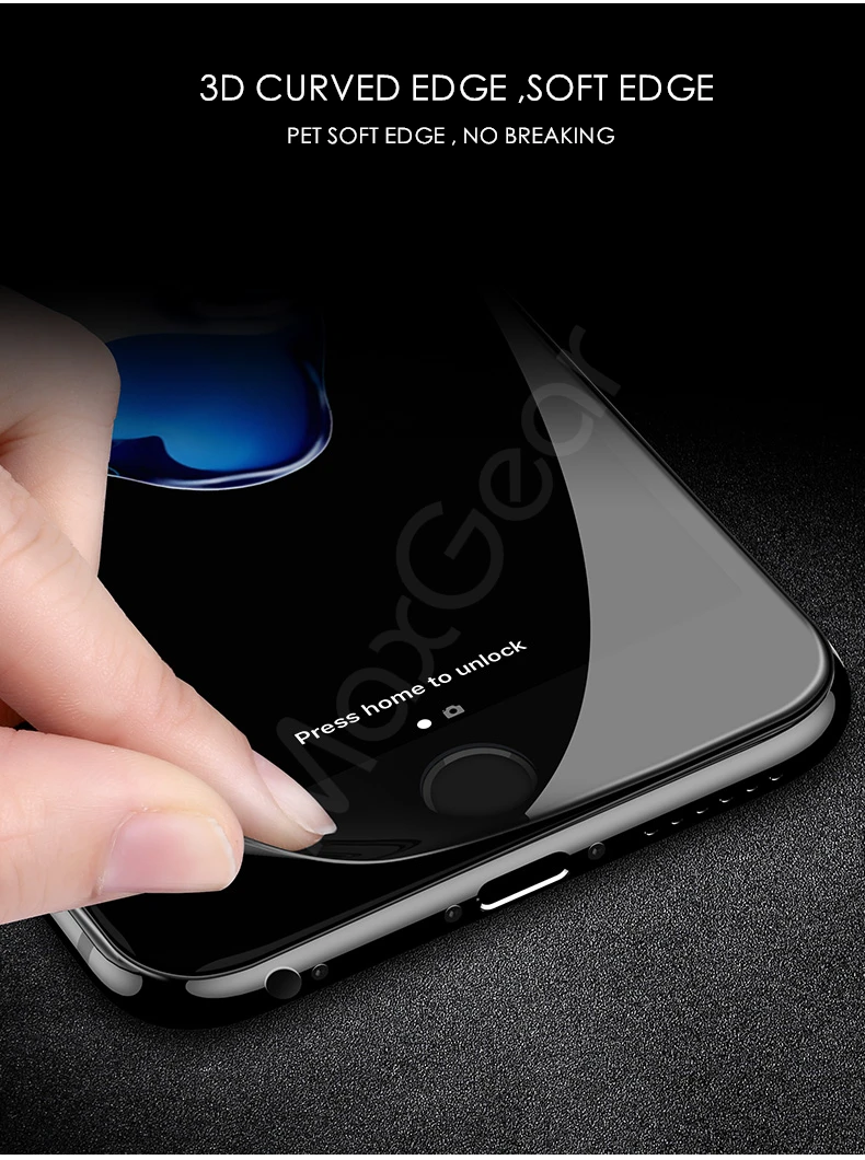 Закаленное стекло MaxGear с полным покрытием для iPhone 6 6s 8 Plus защита экрана из