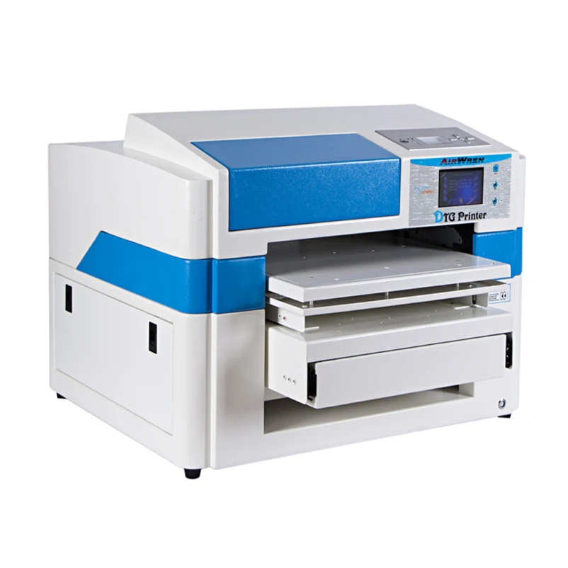 A2 Size DTG Inkjet Digital Textile Flatbed Printer High Speed 8 Color T-shirt Printing Machine for Dark and Light Color Clothes